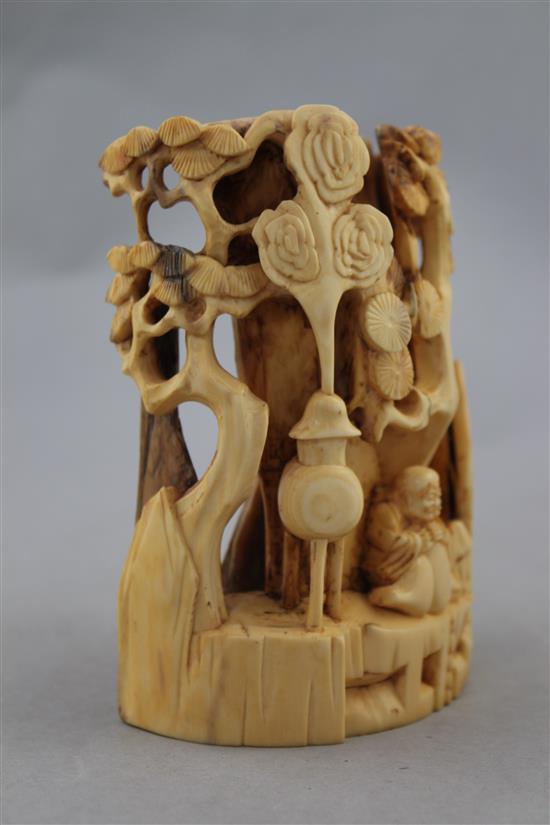 A Chinese mammoth ivory carving of Luohan, 14cm.